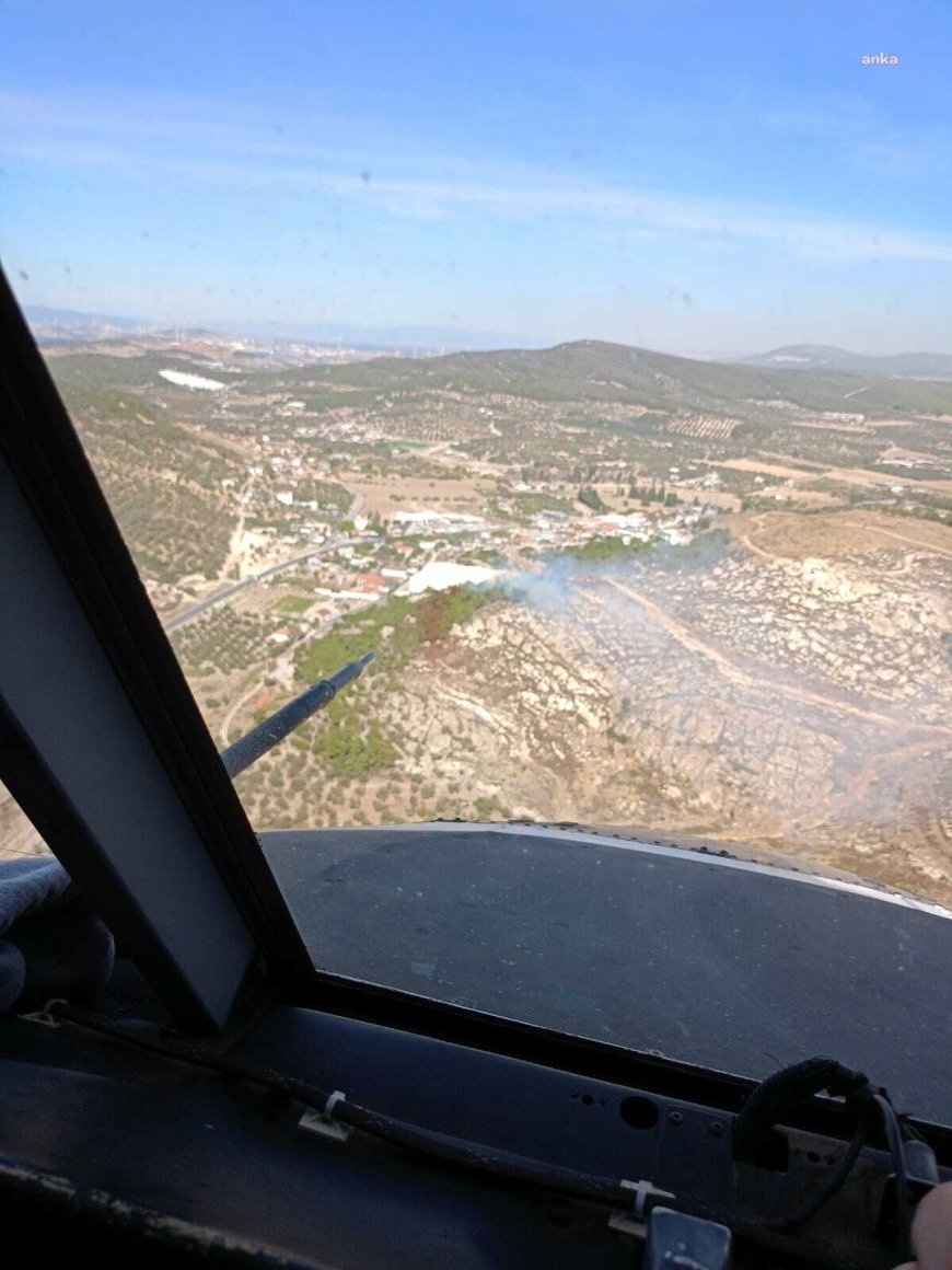 İzmir’in Foça ilçesinde ormanlık alanda yangın çıktı