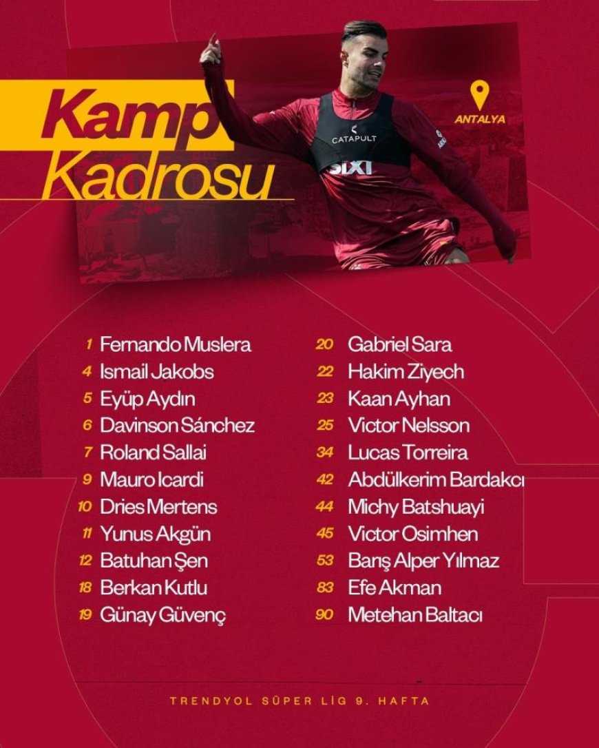 Galatasaray'ın, Antalyaspor maçı kamp kadrosu belli oldu