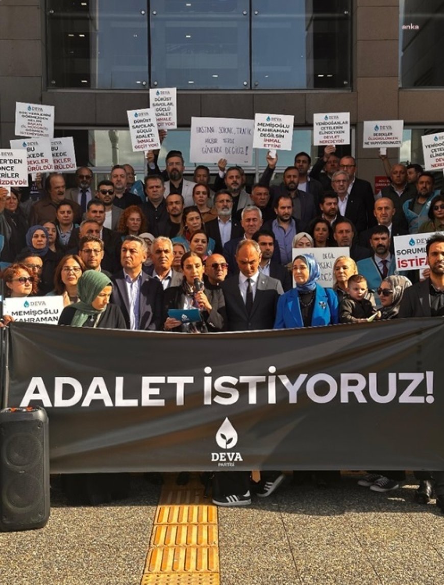 DEVA Partililer adliye önünde "yenidoğan çetesini" protesto etti