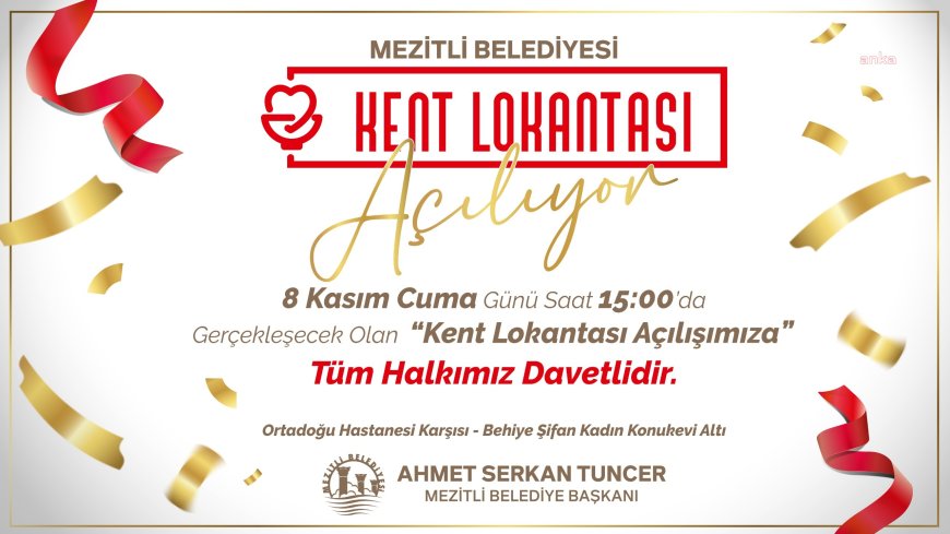 Mezitli Kent Lokantası, 8 Kasım’da açılıyor&nbsp;