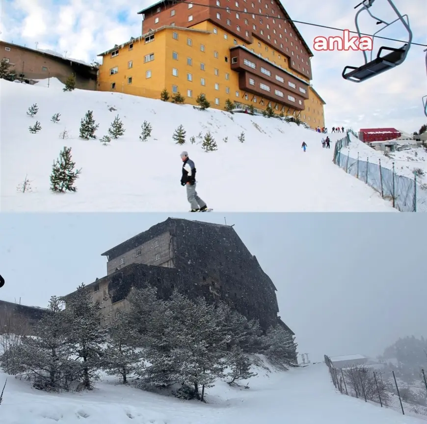 Grand Kartal Otel'in arka cephesinin tamamen yanmış olduğu görüntülendi