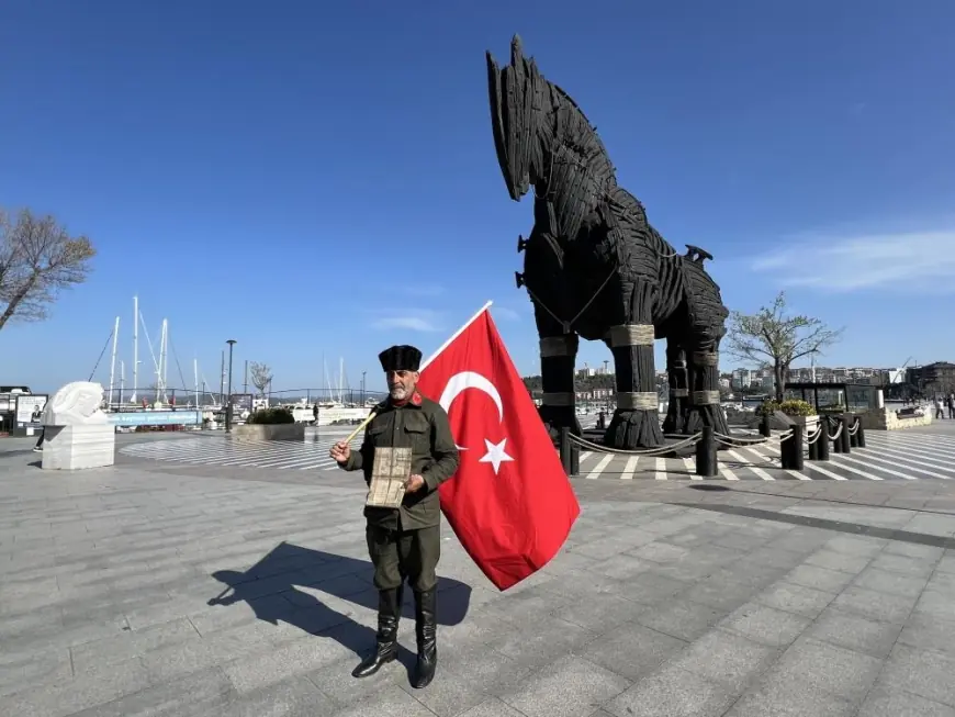 Şehitler için 555 bin adım atarak Çanakkale'ye geldi